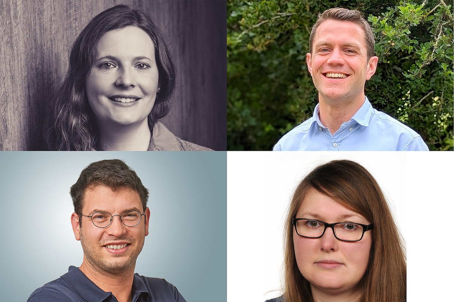 Lina Herhaus (top left), Martin Jahn (top right), Milan Gerovac (bottom left) and Natalia Torow (bottom right) are MICROSTAR junior research group leaders at HZI.