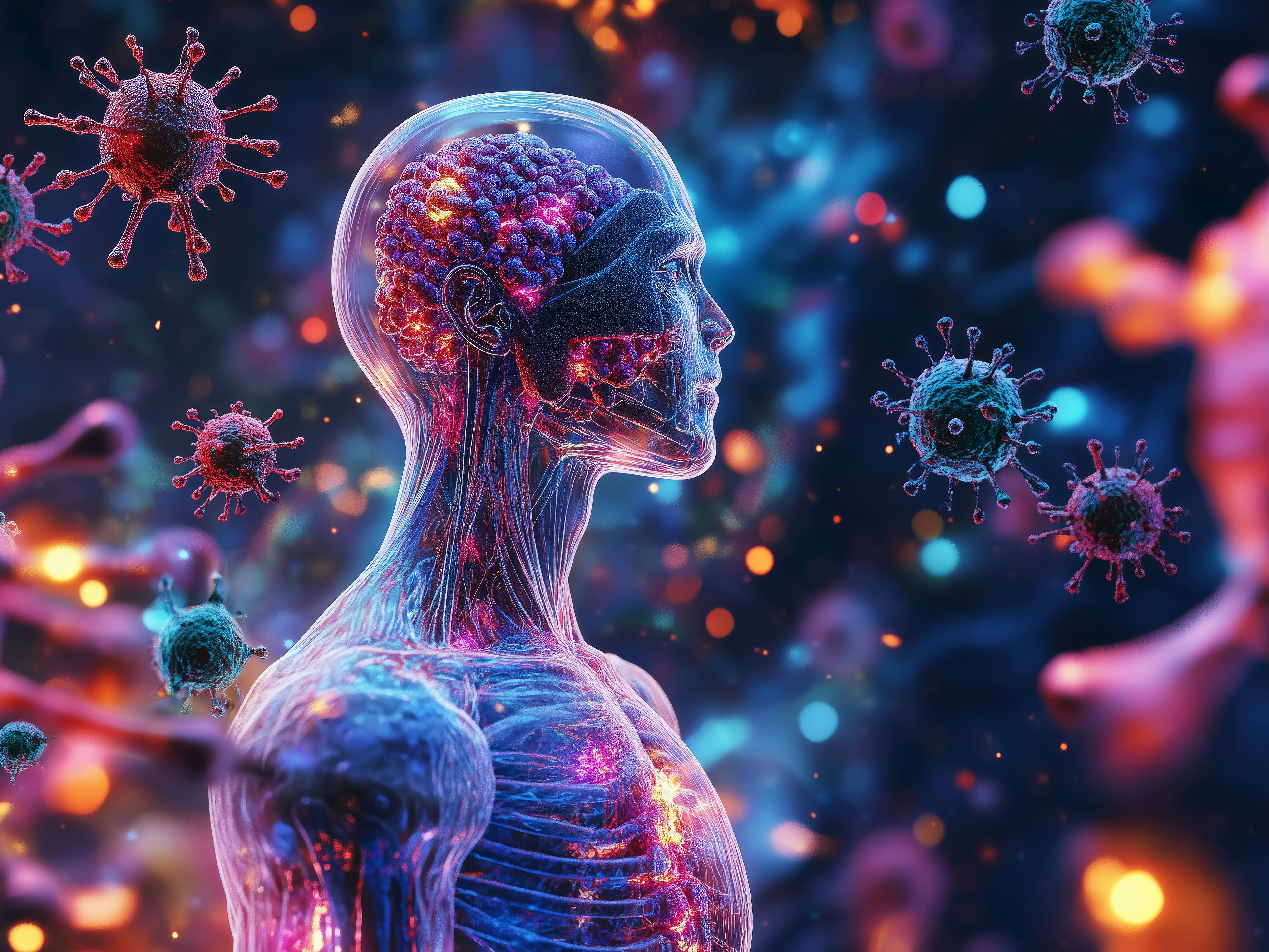 Animation display Viruses circle person