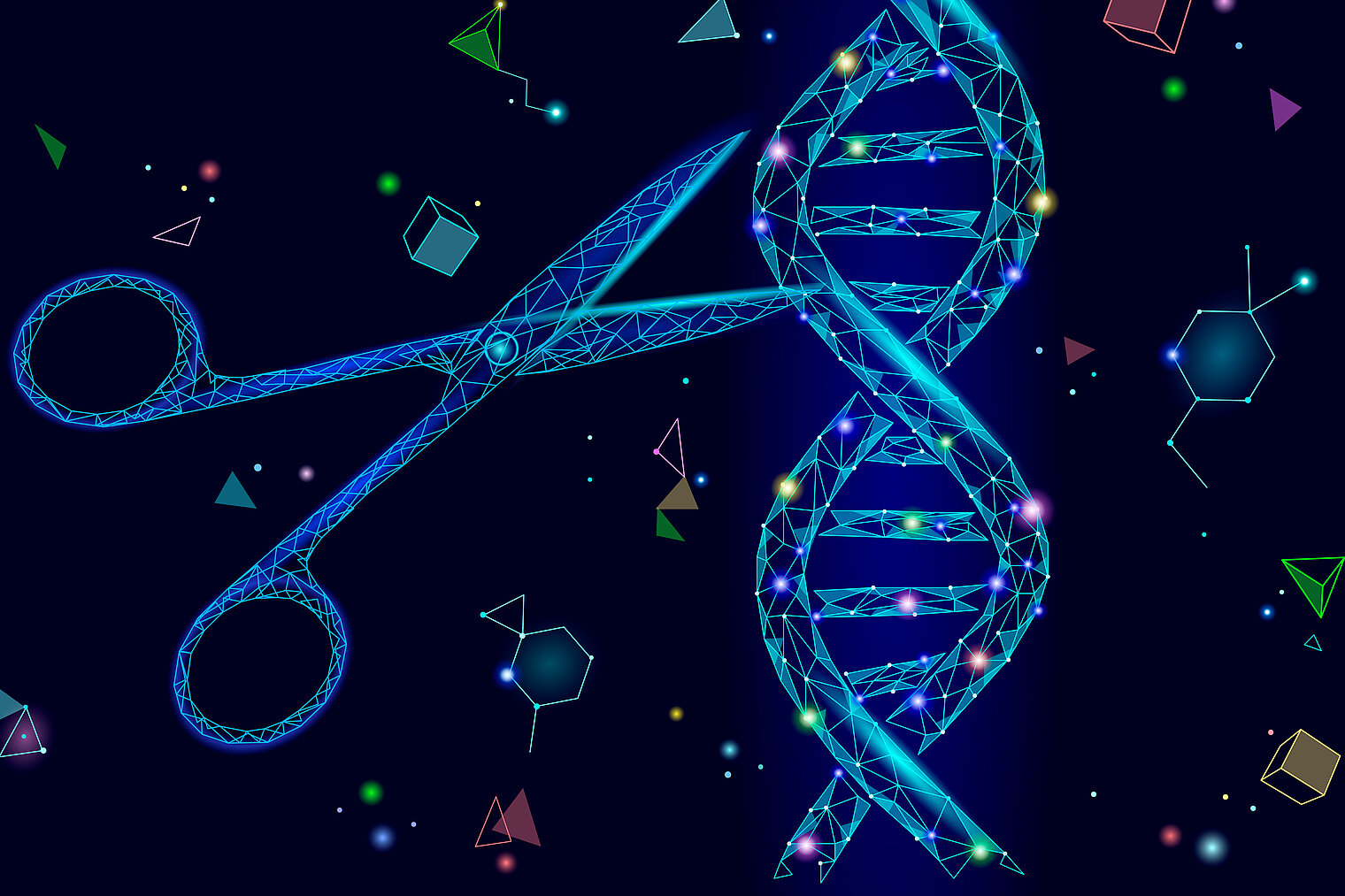 Scissors cut DNA helix