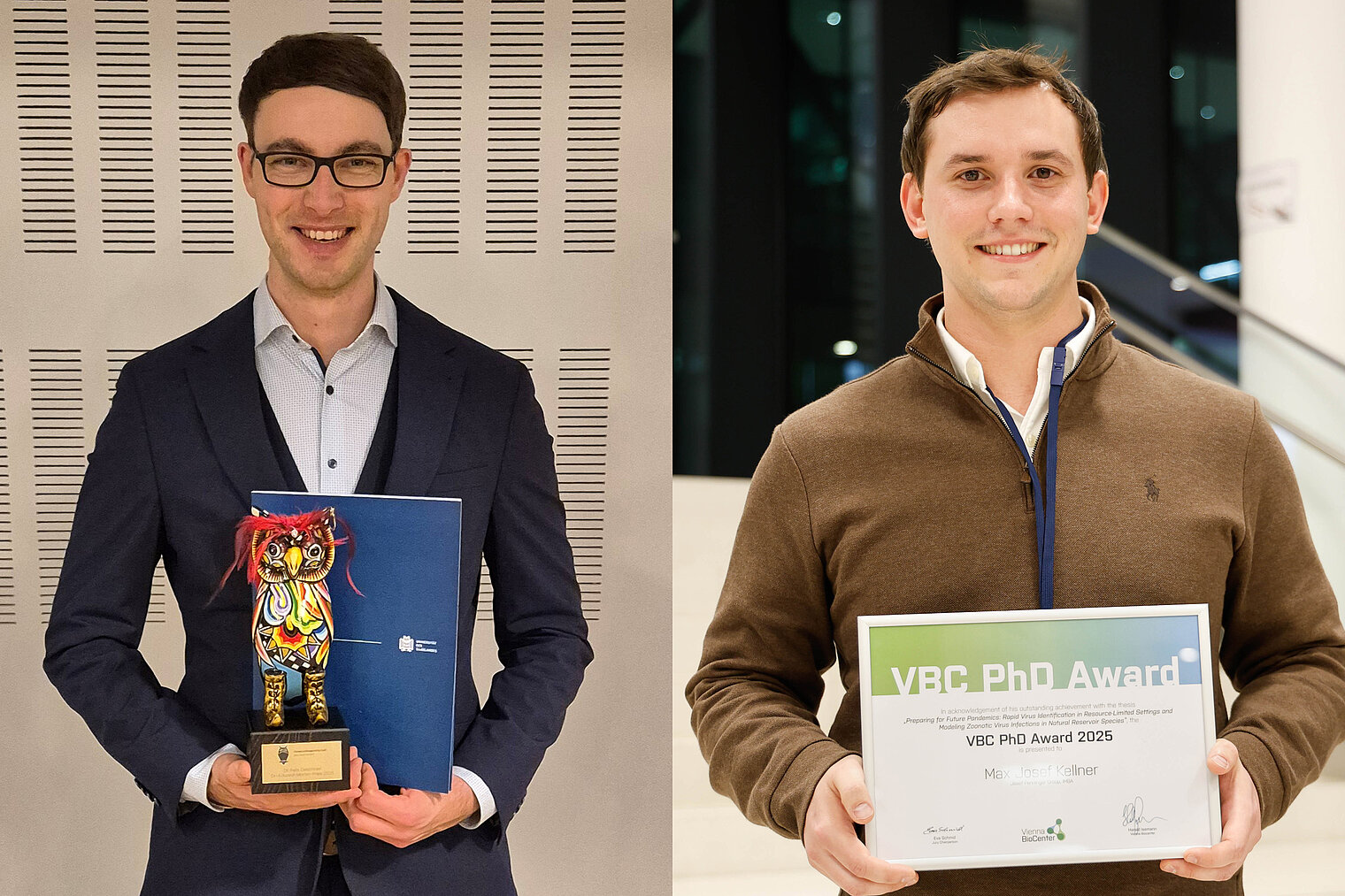 Portrait Dr. Felix Deschner and Dr. Max Kellner with their prizes