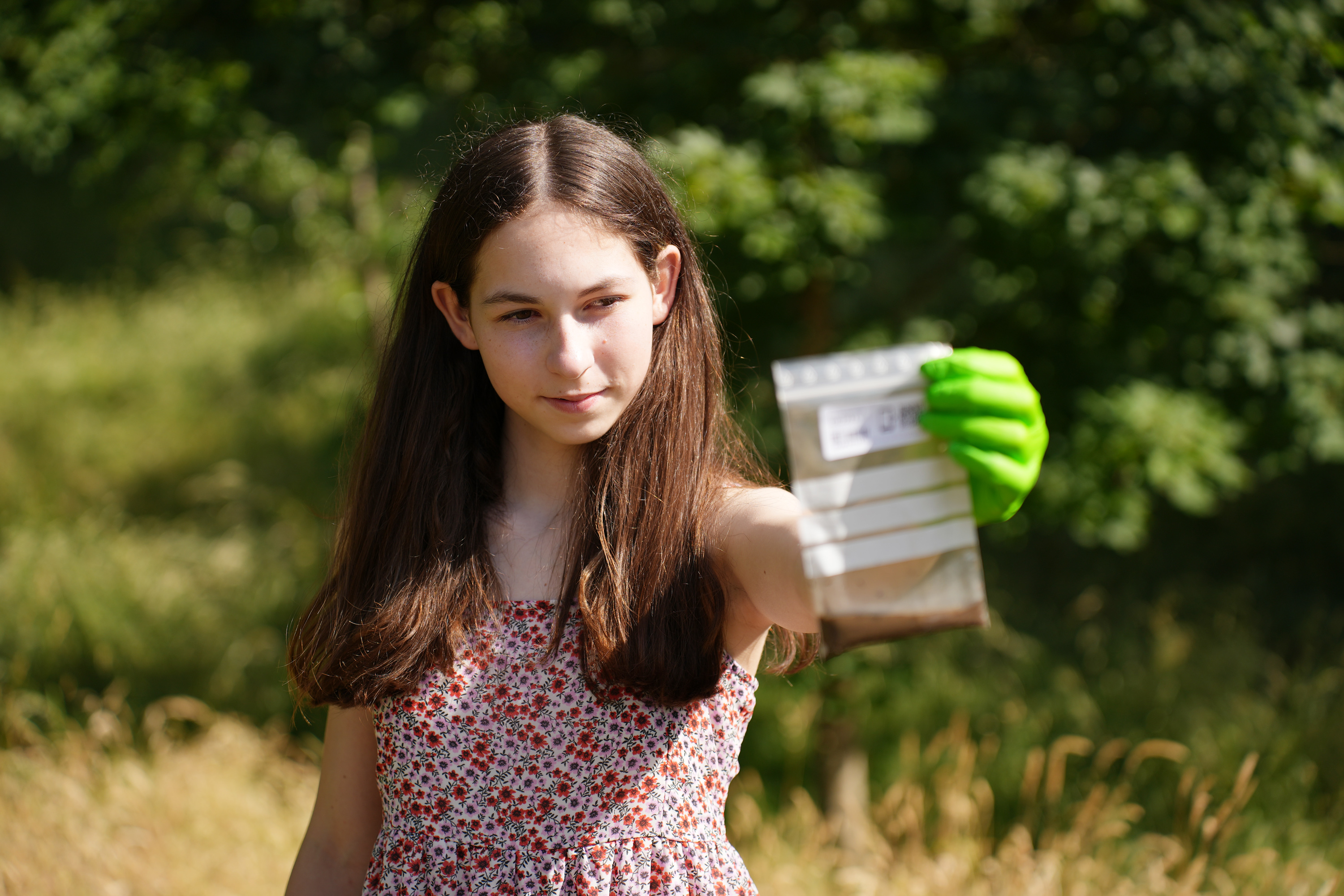 Child with sample